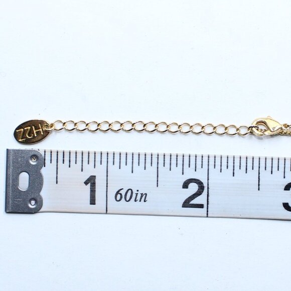 Gold Tone H2Z 16" Adjustable Necklace With Round Iridescent Pinkish Stone - Picture 8 of 13